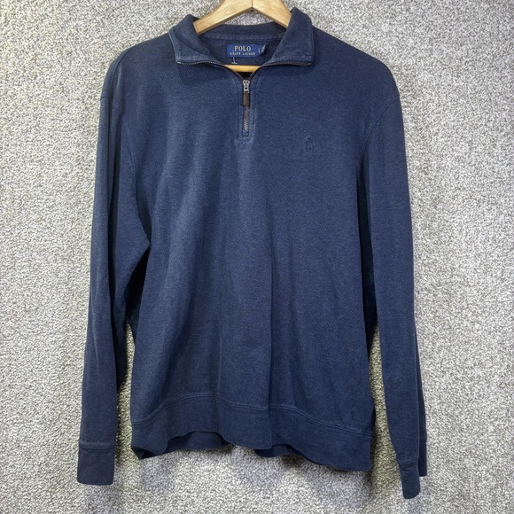 Polo Ralph Lauren Other - Polo Ralph Lauren Sweatshirt Mens Large Blue 1/4 Zip Fleece Pullover Mock Neck